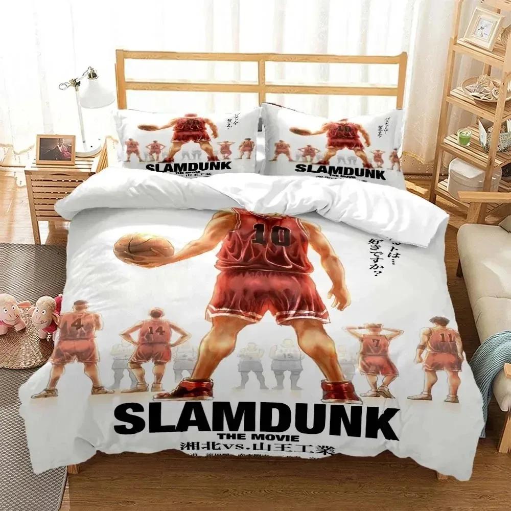 Anime Slam Dunk Cartoon Bedding Set Boys Girls Twin Queen Size Duvet Cover Pillowcase Bed Kids Adult Fashion Home Textile