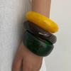 SHIXIN Exaggerated Irregular Thick Resin Acrylic Wide Bracelet Bangle For Women Retro Geometry Stacked Round Bangle Jewelry Gift