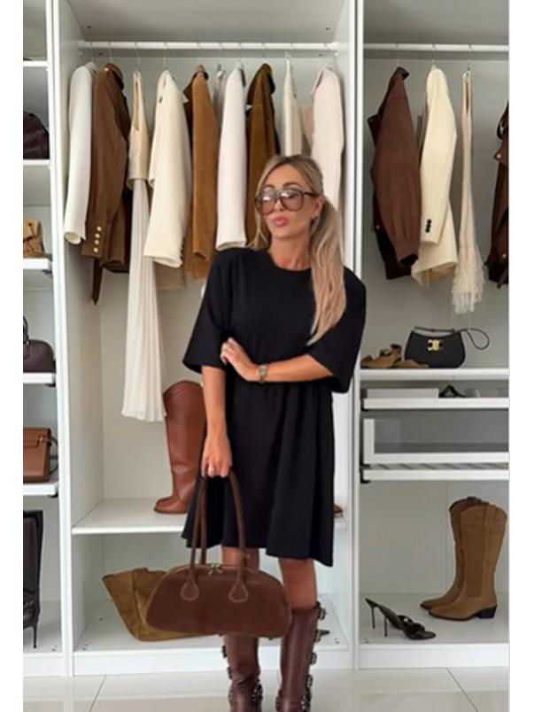 

2026 Жіноча однотонна повсякденна спідниця - Європейська та американська весняно-осіння мода S чорний