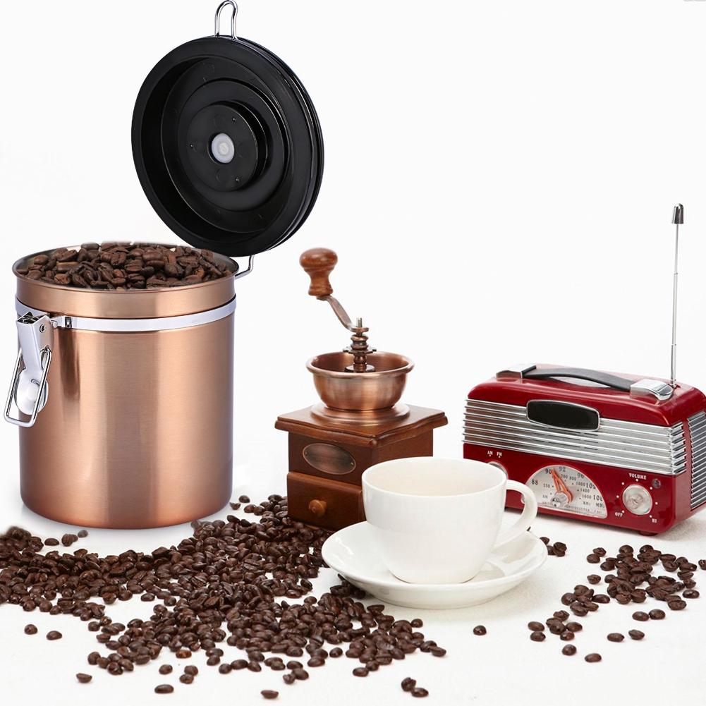 1.5L 304 Stainless Steel Airtight Coffee Beans Container Storage Canister Can