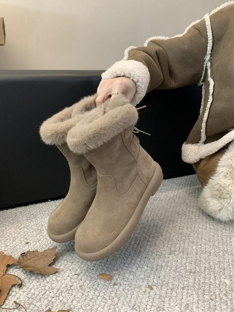 

Fashion outside winter warm velvet snow cotton shoes 2025 platform women s boots fluffy shoes short boots snow boots 40