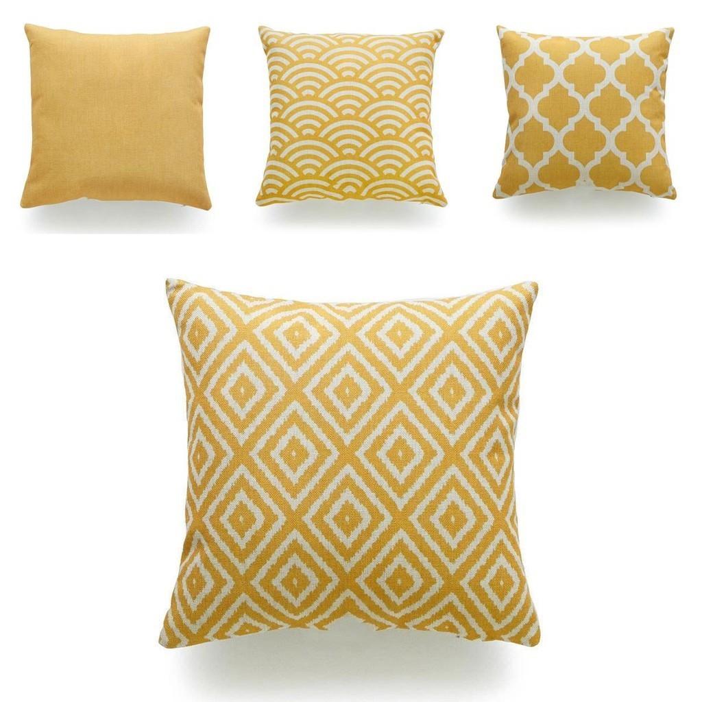 Luxurious Mustard Yellow Geometric Pillow Case For Fall And Autumn Decor