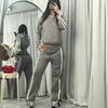 Womens Cotton Blend Long Sleeve Casual Tracksuit Set Striped Loose Fit Streetwear Outfit Fall Winter