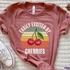 Funny Cherry T-Shirt, Retro Sunset Fruit Graphic Tee, Cherry Lover Gift
