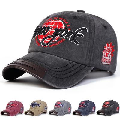 Men NEW YORK Letter Embroidered Wash Baseball Cap Vintage Hat Outdoor Adjustable Sunscreen Leisure Hat Spring Autumn Travel Tourism Beach Vacation