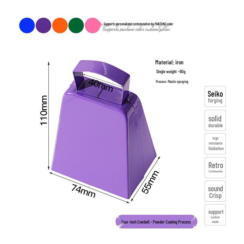 Three-Inch & Four-Inch Hand-Cranked Cowbells - 13 Colors, Perfect for Parties and Handicrafts
