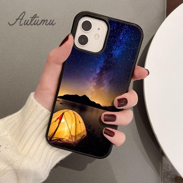 Camping Nature Mountain Phone Case for iPhone 11 12 13 14 Pro Max Mini XR XS SE 2020 6 6S 7 8 Plus Samsung Galaxy S21 S22 Cover