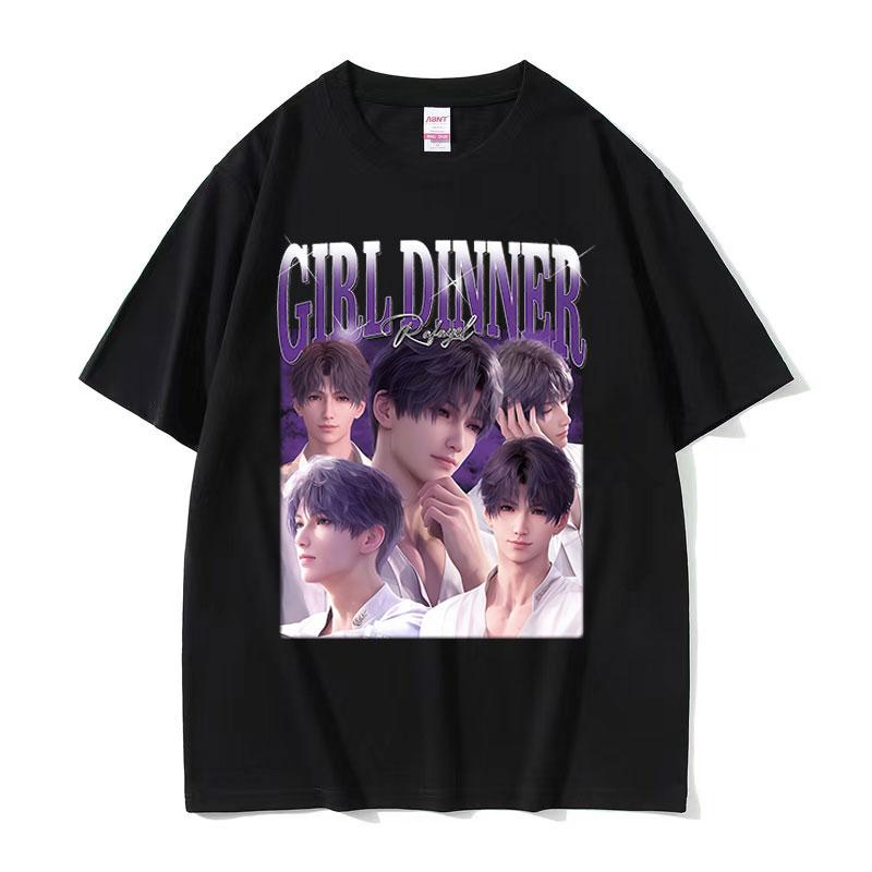 Girl Dinner Love and Deepspace Graphic TShirt Unisexs Fashion Oversized Cotton Tshirts Summer ONeck Short Sleeve Tee Shirt