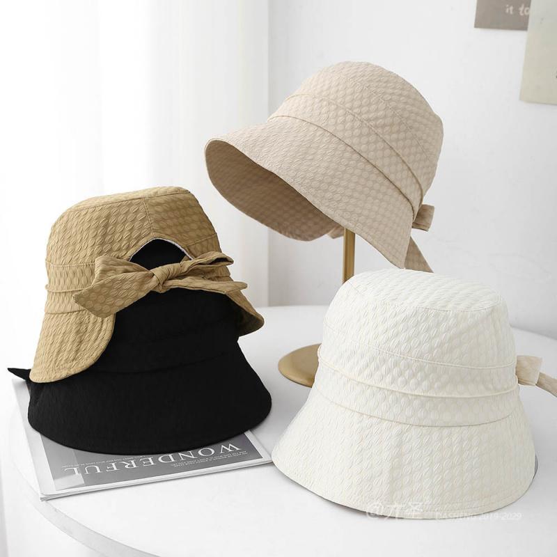 Japanese Visor Hat Ladylike Temperament Bucket Hat Small Face Wide Brim Sun Protection Hat Spring and Summer Fashion Sun Hat