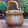 Large Retro Handmade Ceramic Flower Vase - No Hole, Indoor Use, Tall Cylindrical Pot for Flower Arrangements