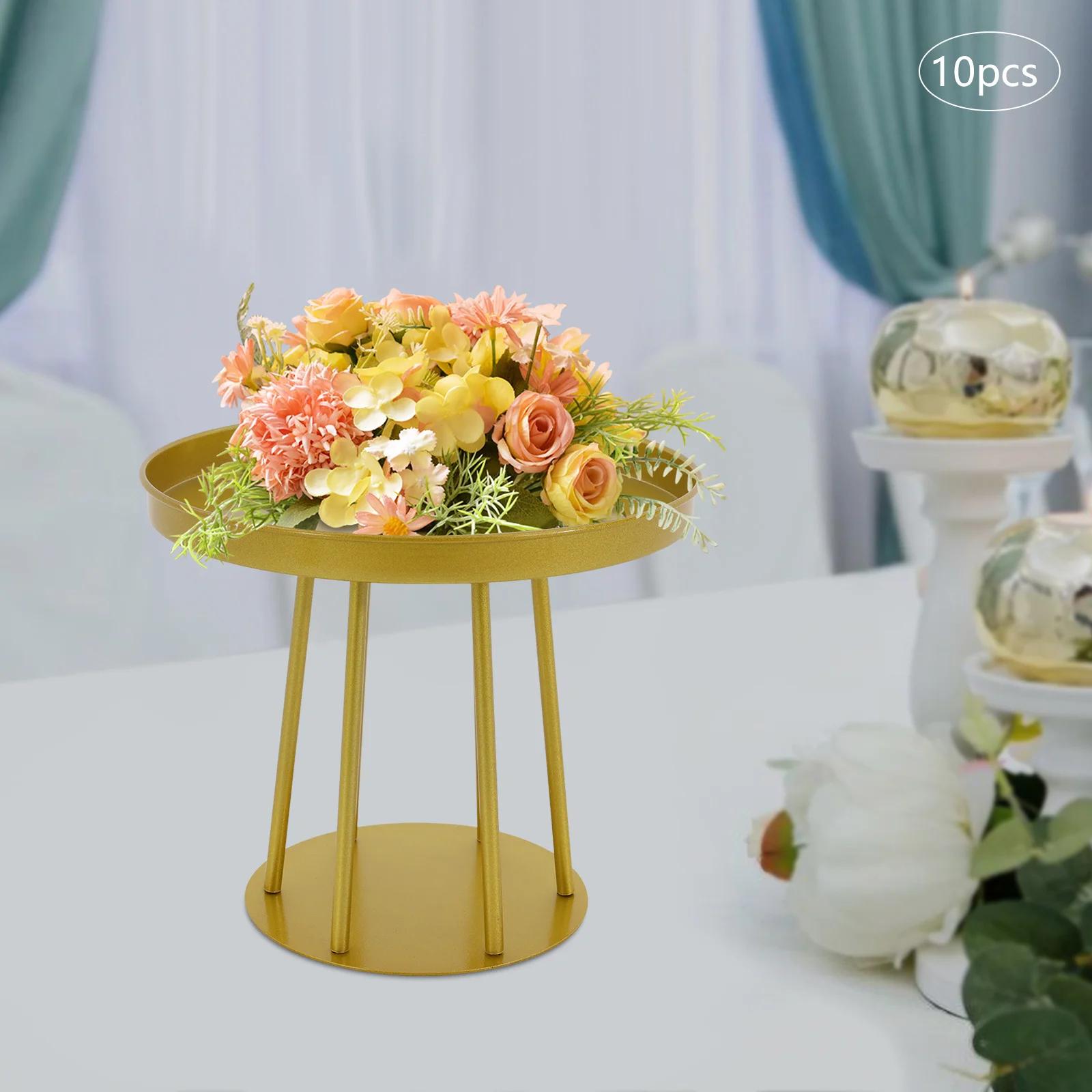 

10 круглых цветочных подставок диаметром 30 см и высотой 25 см (6 опорных стержней), , украшение, золотой