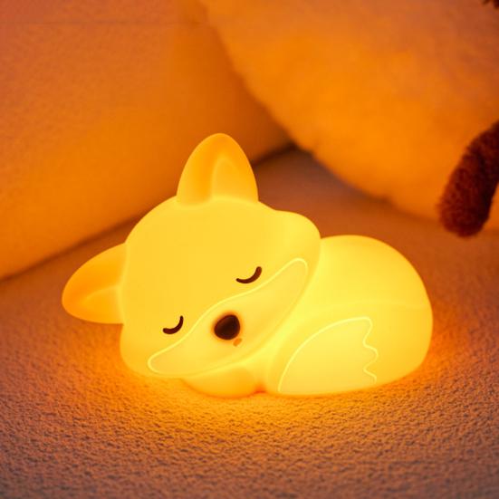 Pink Fox Night Light Soft Silicone Touch Night Lamp 2-Level Dimmable Rechargeable Forest Theme Night Lamp Kids Bedroom Decor
