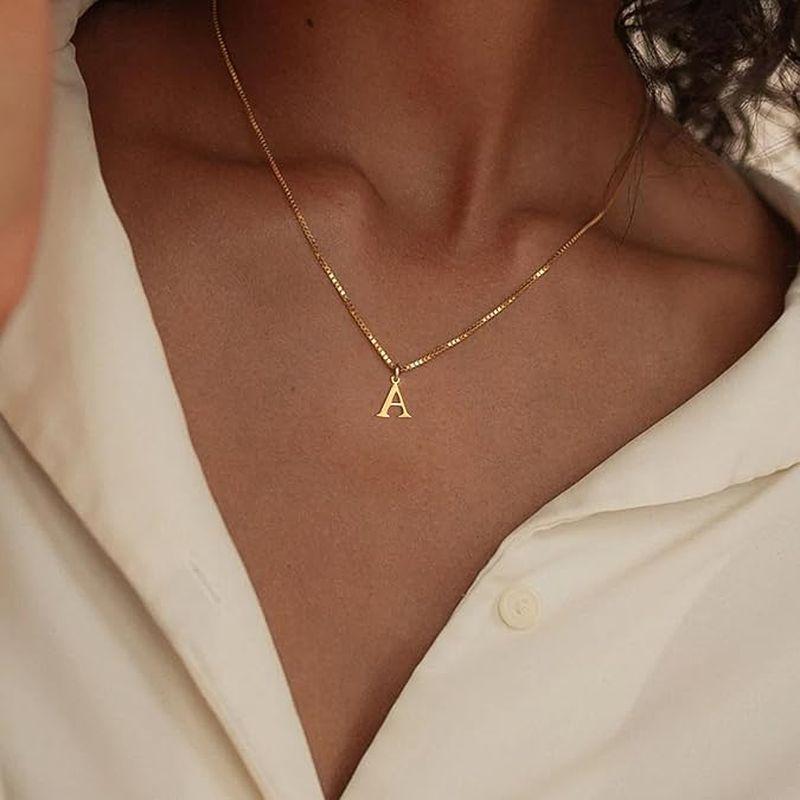 CARLIDANA Dainty Stainless Steel Gold Plated Initial Letter A-Z Pendant Choker Personalized Name Necklace for Girls Gift