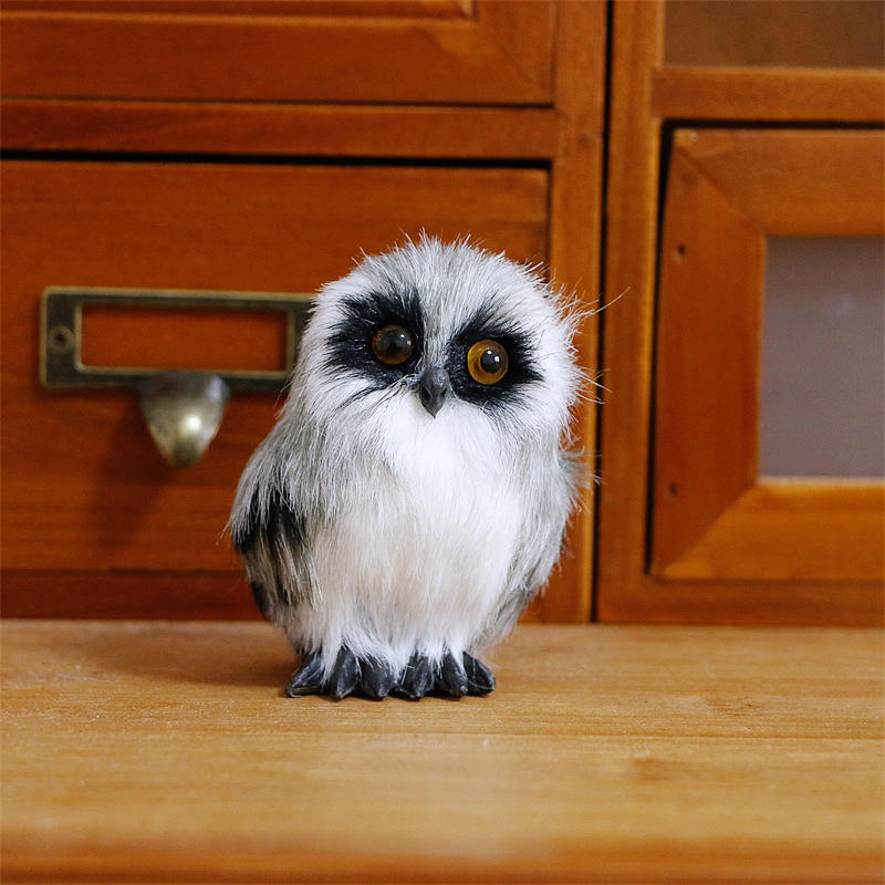 Cute Owl White Black Furry Christmas Bird Ornament Decoration Adornment Simulation For Home Decor Gifts