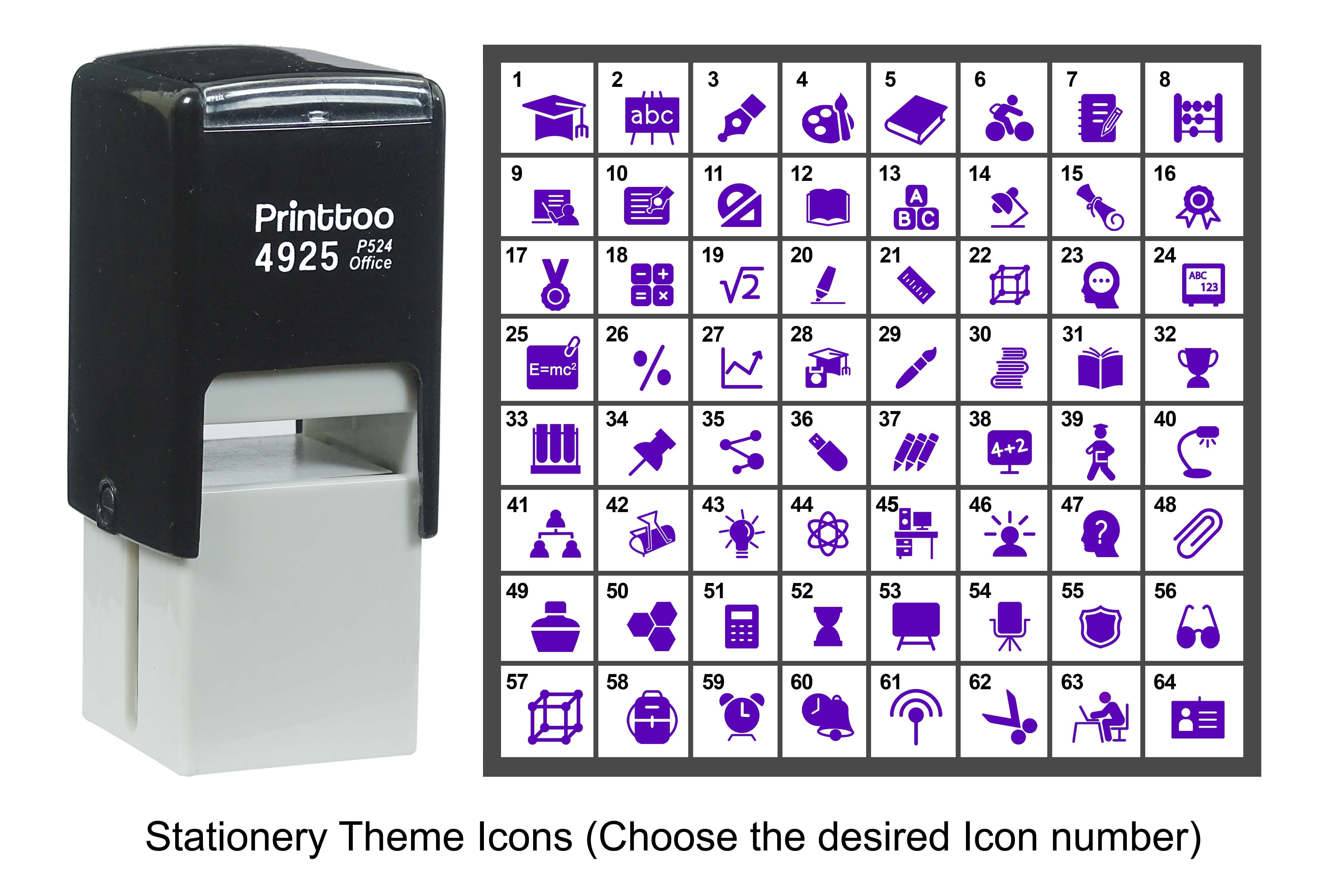 

Printtoo Канцелярські тематичні іконки. Гумовий штамп. Штамп, що сам наноситься чорнилом, 24 мм Approx 20 mm - 24 mm (Impressions-26) Фіолетовий