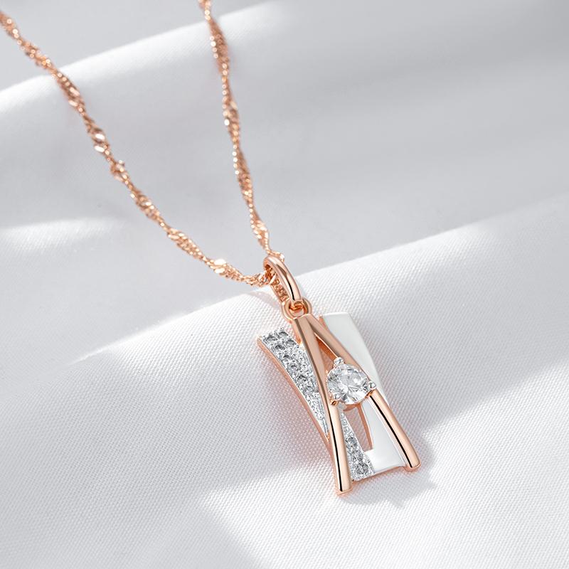 Gold Silver Color Large Pendant for Women Personality Geometric Necklace Micro Inlay White Zircon Luxury Party Jewelry