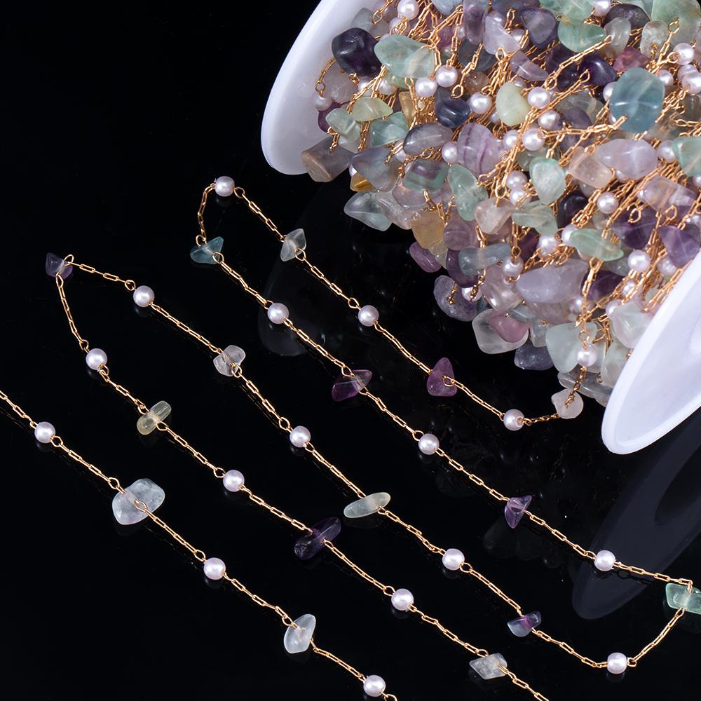 0.5M 1Meter Irregular Stone Necklace Chains Imitation Pearl Copper Chain for Bracelet Jewelry Making DIY Accessories Wholesale