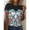 T-shirt Geometriche Stile Etnico alla Moda Maglietta a Manica Corta Oversize da Donna Stampa 3D Retrò Top Harajuku Magliette Abbigliamento Donna