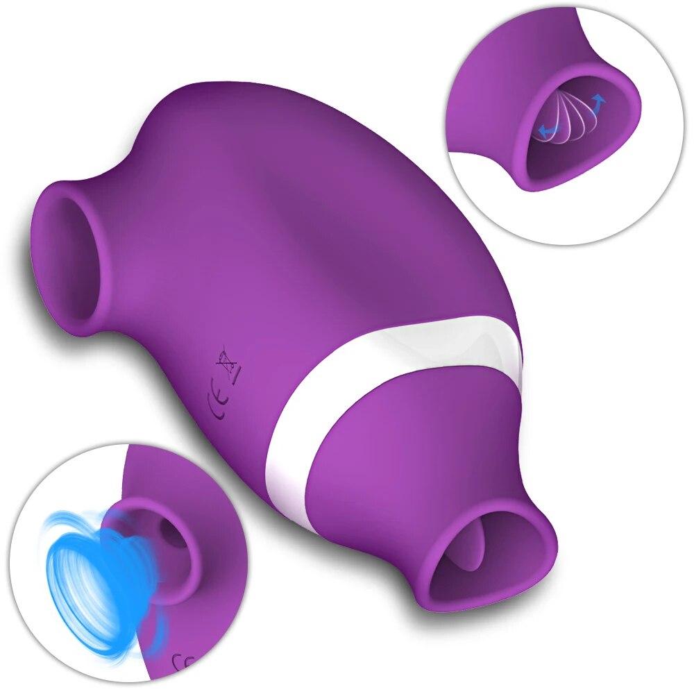 2 In 1 Clit Sucker Vibrator Female for Women G-Spot Sucking Licking Double Stimulation Nipples Massagers Tongue Sex Toy Adult
