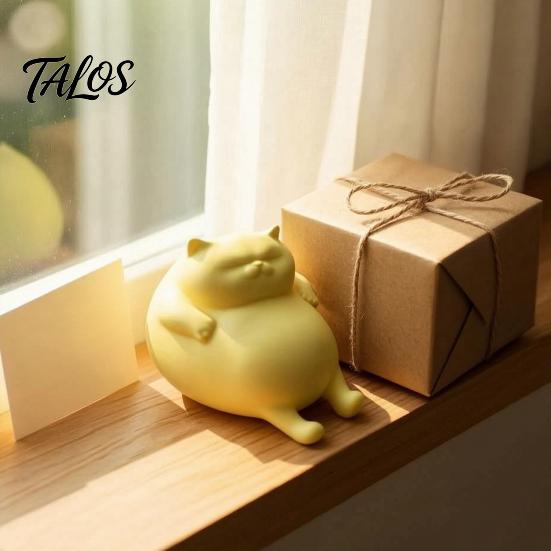 Cute Room Decor Aesthetic 3D Printed Fat Cat Figurine, Lazy Statue, Desktop Gadgets for Stress Relief Minimalist Tabletop Ornament Office Desk