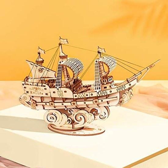 Robotime 3D Puzzle Wooden Craft Gift Toy Educational Boys Girls Adults Entrance Celebration Year Birthday Christmas Present (Sailing Ship TG305)
