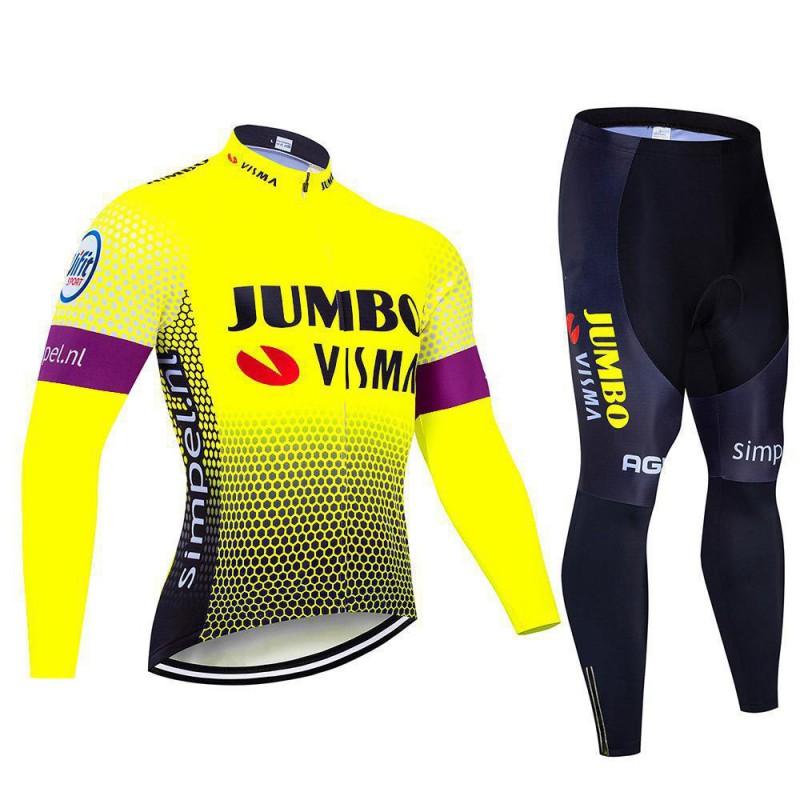 Mens Long Sleeve Cycling Jersey Set Breathable Quick Dry Performance Bike Wear Road