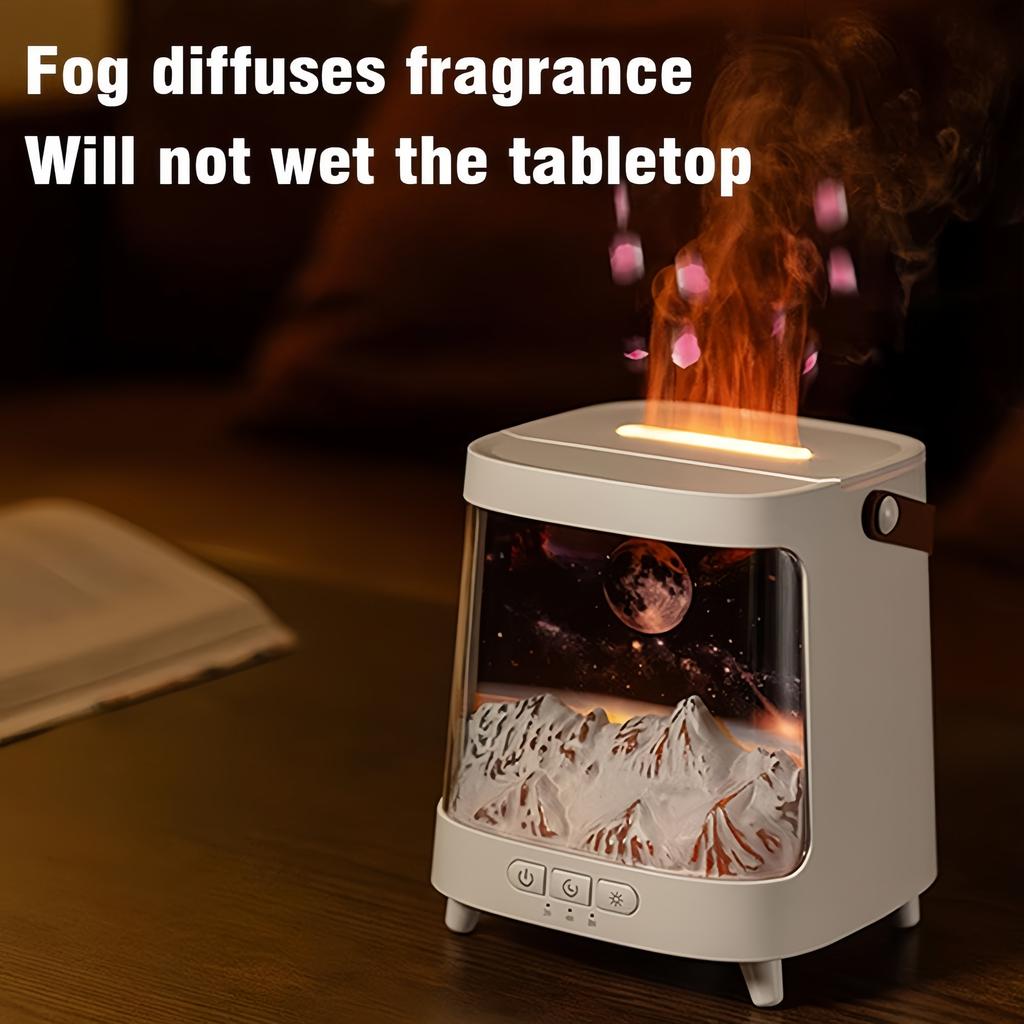 200ML Flame Essential Oil Mist Diffuser Aromatherapy Humidifiers with 7 LED Color Light Timer & Remote Control, for Bedroom