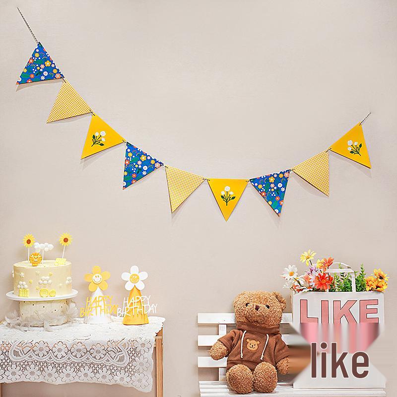 Birthday Pull Flag Banner for Baby Party Decorations - Boy & Girl Pennant
