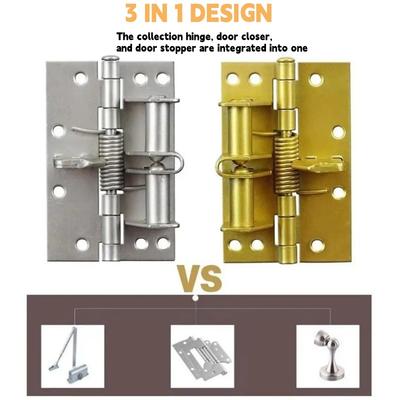 3 In 1 Automatic Self Closing Door Hinges with Positioning 90 Degrees Integrates Spring Hinge Door Closer and Door Stopper