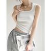 2026 Spring Women's Side Coverage Racerback Camisole Top - Trendy Solid Color with Wide Straps for Inner or Outer Wear