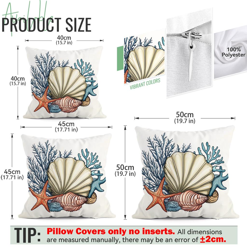Federa per Cuscino Estate Stella Marina Conchiglie Poliestere Stampato 40/45/50cm Copricuscino Decorativo per Divano Federa per Cuscino Arredo Casa