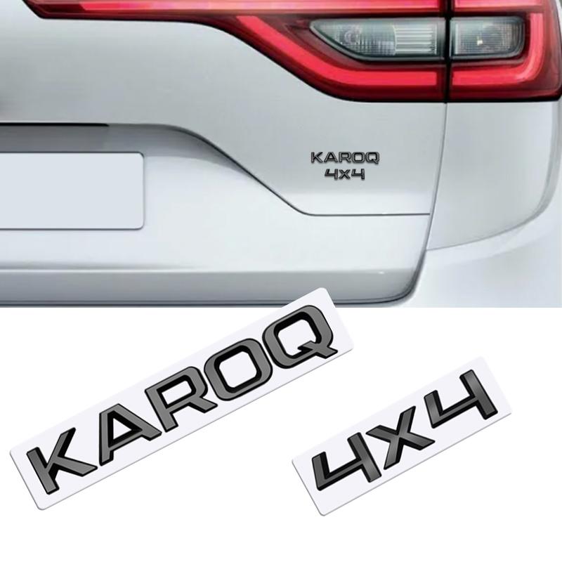 MetaL 3D Badge Logo Car Rear Trunk Body Sticker Letter Emblem For Skoda Karoq 4X4 Accessories Glossy Black Matte Black