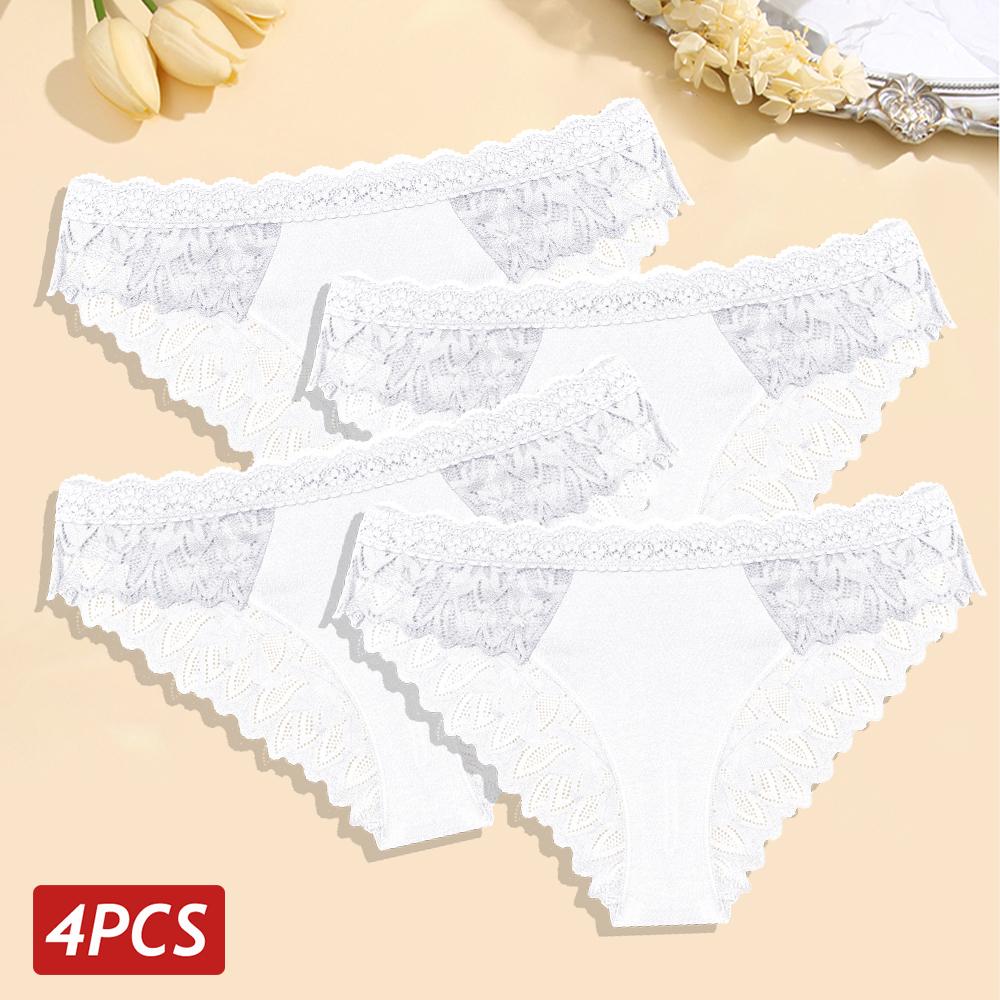 

4 шт./компл. сексуальные цветочные кружевные трусики женские дышащие трусы перспектива низкая талия сексуальное женское белье мягкое однотонное нижнее белье XL&4pcs
