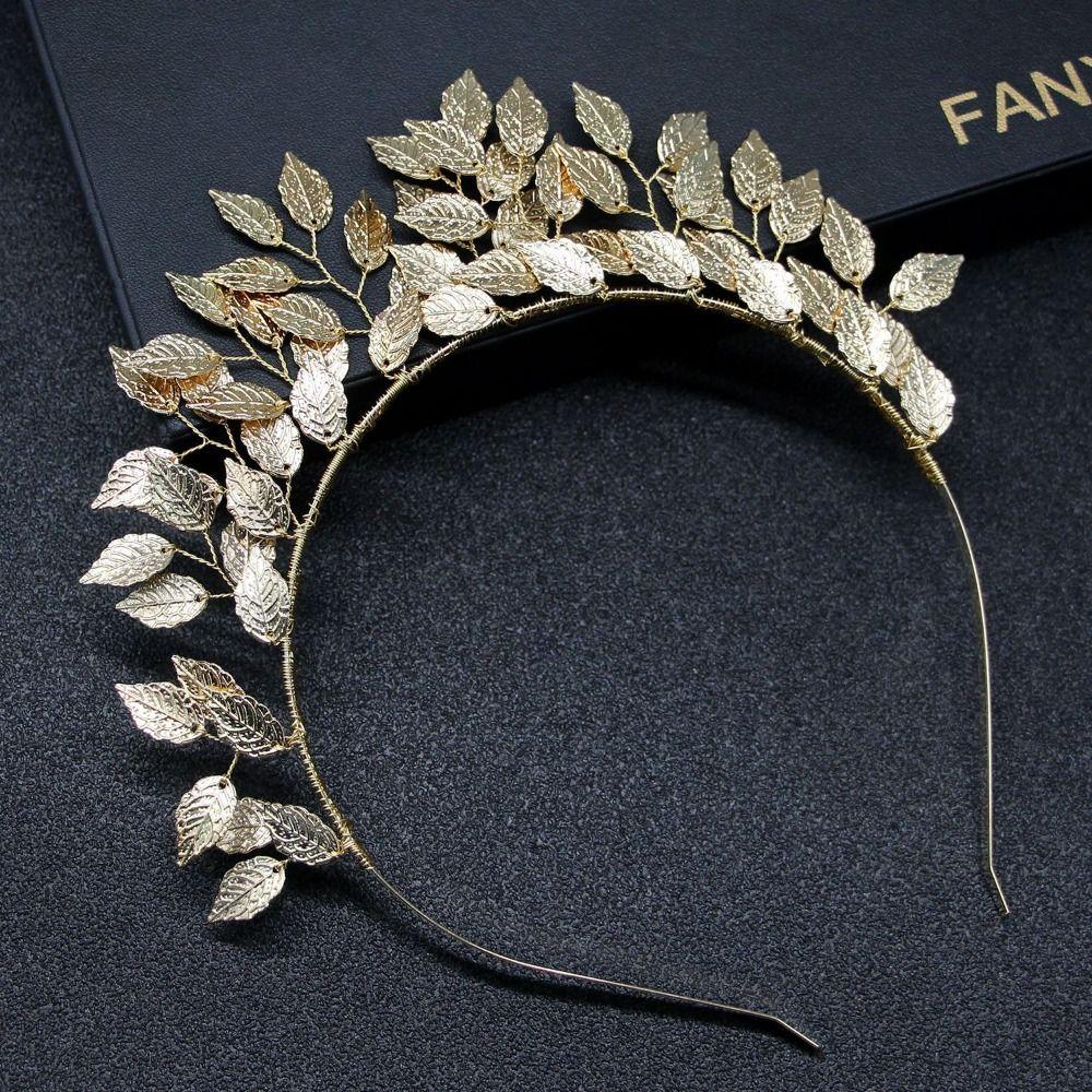 Women Retro Tiaras Hair Accessories Hair Hoop Gold Leaf Head bands