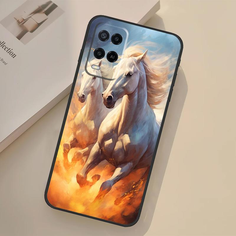 Animal Majestic Painting Horse Case For Oppo A17 A57 A77 A74 A54 A94 A78 A98 A18 A60 A80 A40 A38 A58 A96 A76 A16 A15 A5 Pro