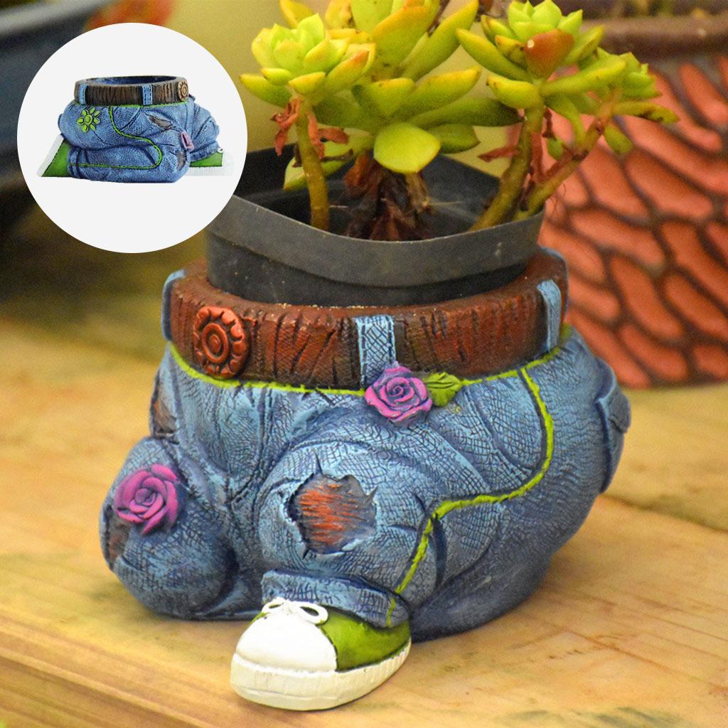 Blumentopf, Harz Pflanzgefäß Dekoration Kleidung Hose, Blaue Jeans Topf Gartenschmuck