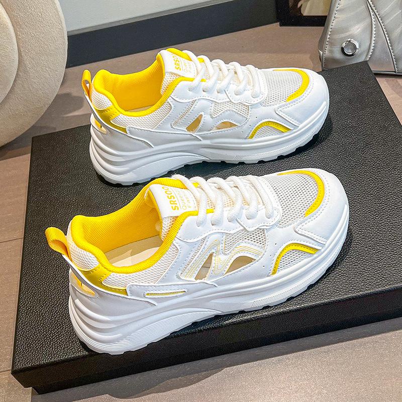 

2025 new shoes summer women s little white shoes platform sole lightweight casual dad shoes breathable mesh sneakers women 35