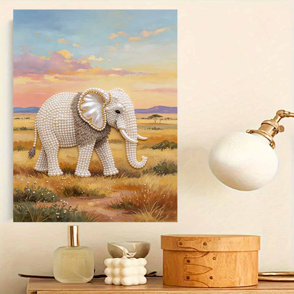 DIY Pearl Art Painting Majestic Elephant Handmade Craft Modern Wall Decor Leisure Relax Activity Nice Gift for Novice Art Practitioners HomeDecor