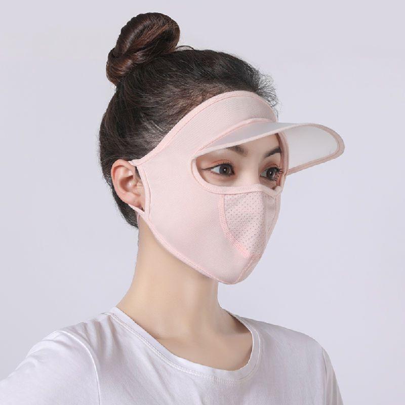 Sonnenschutz-Linsenmaske, abnehmbar, für Damen, Frühling und Sommer, Anti-Ultraviolett-Sonnenschutz, Fahrradfahren, staubdicht, verstellbare Hutmaske