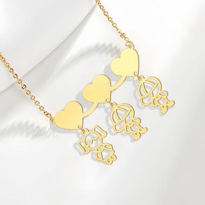 Jeshayuan Heart Boy Girl Charm Necklace Stainless Steel Couple Necklaces Family Kids Pendant Necklace For Women Jewelry Gift
