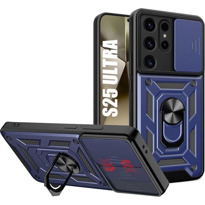 Coque de protection - BOOLING - pour Samsung Galaxy S25 Ultra - Antichoc - Support Anneau - Protection Caméra Coulissante
