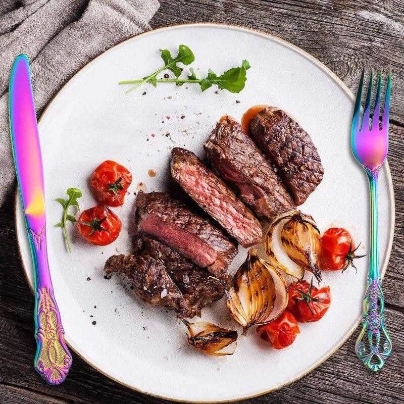 Royal Tableware Set Embossed Retro Stainless Steel Knife, Fork, Spoon Hotel Western Food Knife, Fork CST