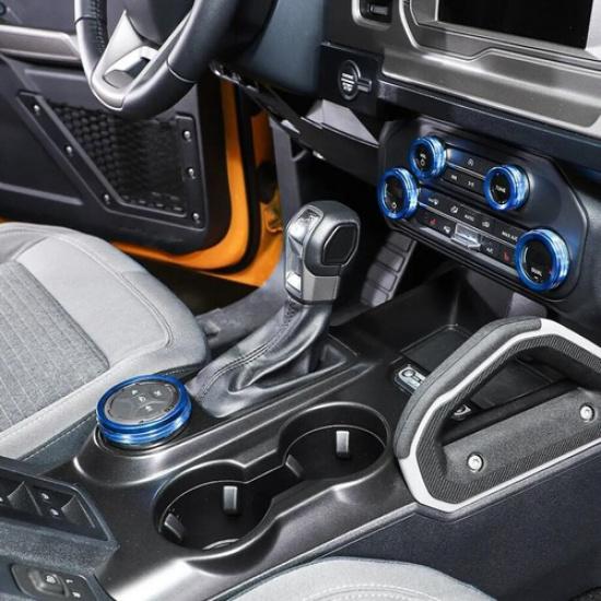5P Car AC&4WD Switch Knob Cover Trim For Ford Bronco -2024 Accessories Blue