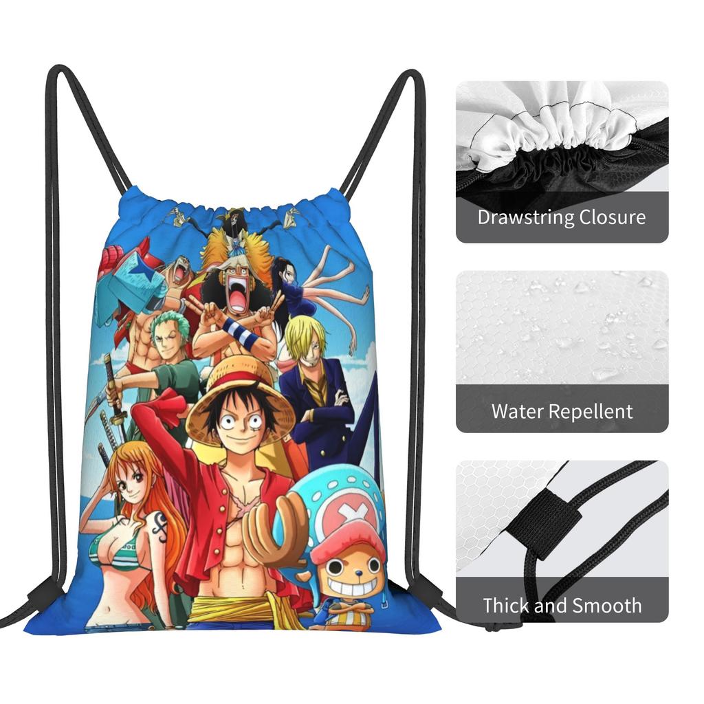 Custom One Pieces Drawstring Backpack Bags Men Women Lightweight Manga Gym Sports Sackpack Sacks for Shopping