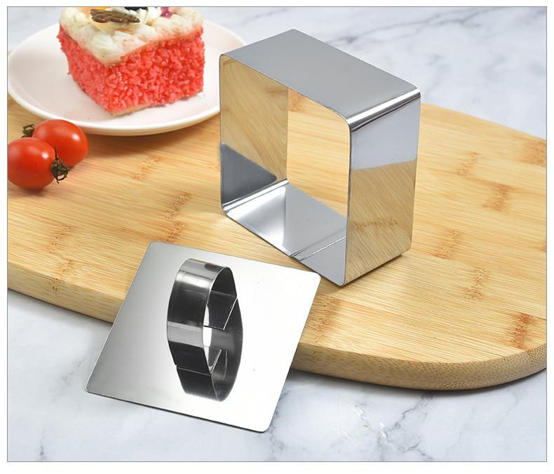 Stainless Steel Circle Cake Mold With Push Plate Circular Heart,shaped Flower DIY Cake Circle Mold Baking Tool