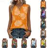 Women's Fashionable Casual Hawaiian Print Sleeveless Button Vest Top