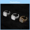 Fashion 925 Statement Sterling Silver Adjustable Moonlight Square Ring With Brilliant Zirconia