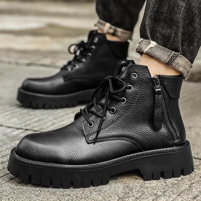 Fashion Chelsea Boots Men Lace Up Brand Comfortable Fashion Leather Men's Boots High Top Leather High Quality British Men's Ankle Boots