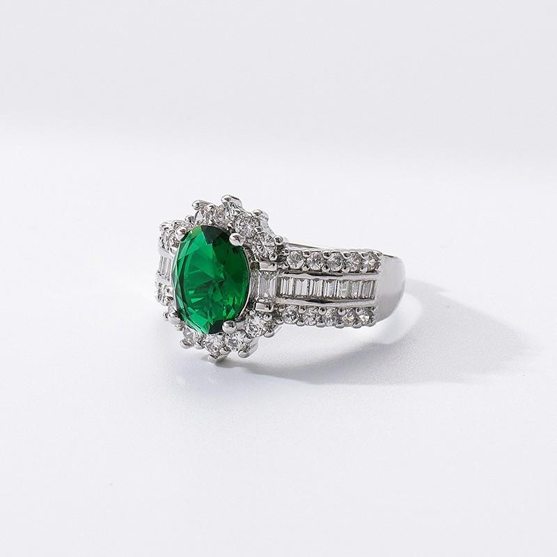 Silve Gorgeous Shiny Stone Green Zircom Ring For Women Engagement Wedding High Quality Fine Jewelry