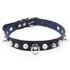 Alloy Spike D-ring Choker, Faux Pearl Rivet D Buckle Leather Clavicle Necklace